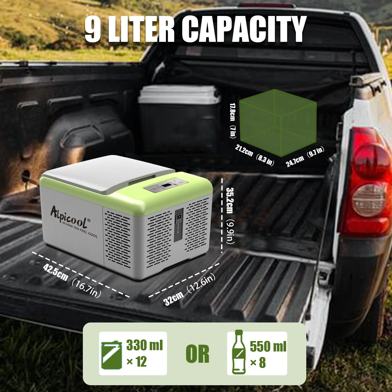 Alpicool C9PT Green Mini Car Fridge - Image 3
