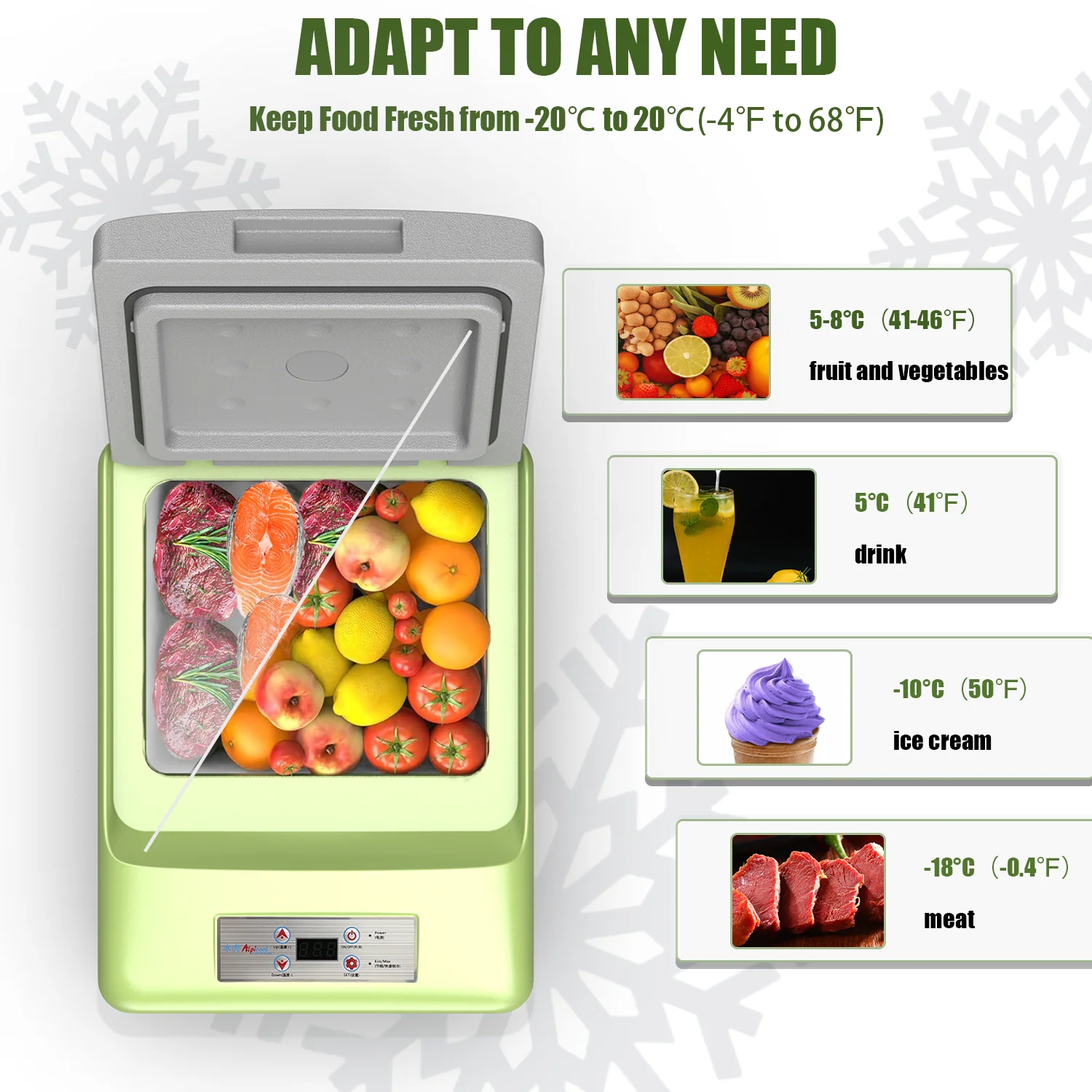 Alpicool C9PT Green Mini Car Fridge - Image 4