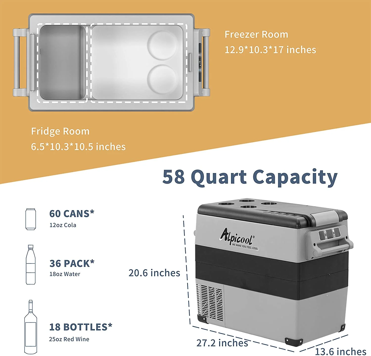 Alpicool CF55 Portable Refrigerator with SC12 Soft Cooler - Image 5