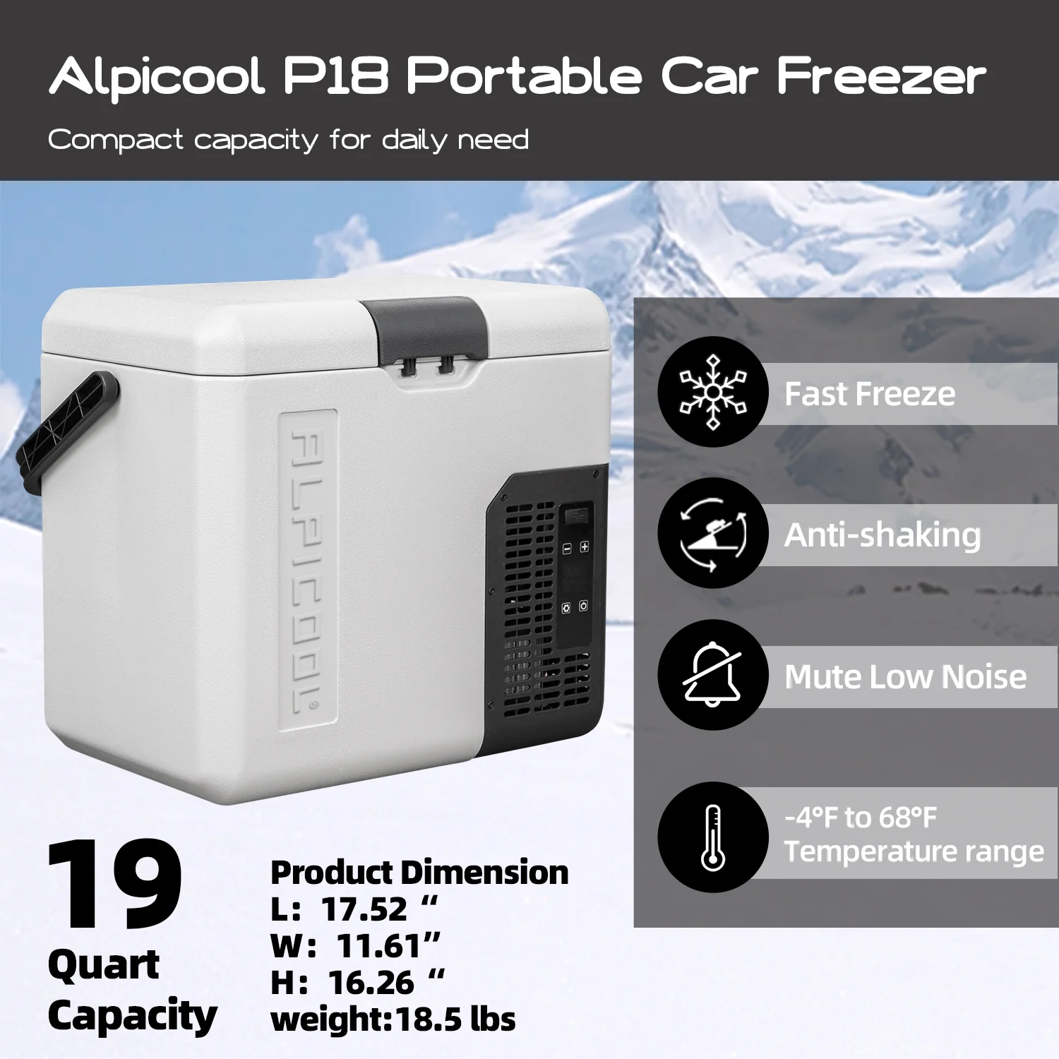 Alpicool P18 Portable Car Fridge - Image 3